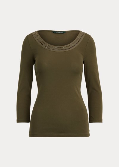 Women's Ralph Lauren Cotton Elbow-Sleeve Tops | 238057OAN